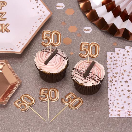 20 toppers decorativos "50" en oro rosa - Glitz & Glamour Pink & Rose Gold 20 toppers decorativos "50" en oro rosa - Glitz & Glamour Pink & Rose Gold