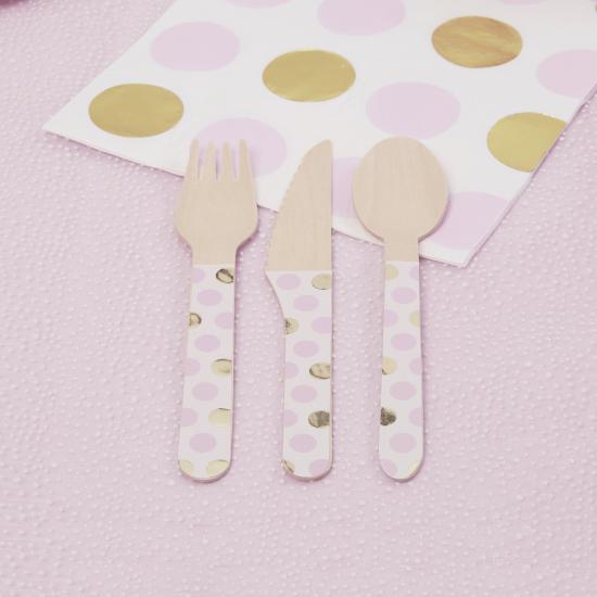 24 cubiertos de lunares rosas de madera - Pattern Works Pink 24 cubiertos de lunares rosas de madera - Pattern Works Pink