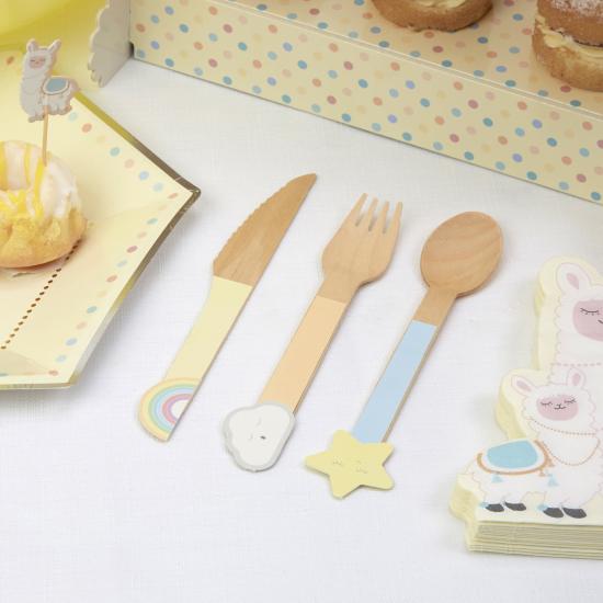 24 cubiertos de madera - Llama Love 24 cubiertos de madera - Llama Love