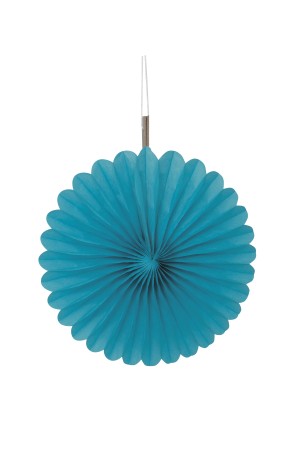 3 Abanicos de papel decorativos aguamarina (15,2 cm) - Línea Colores Básicos