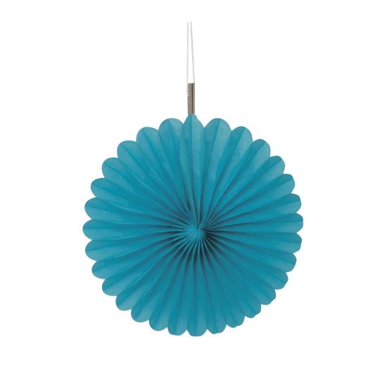 3 Abanicos de papel decorativos aguamarina (15,2 cm) - Línea Colores Básicos