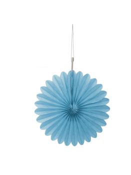 3 Abanicos de papel decorativos azul cielo (15,2 cm) - Línea Colores Básicos