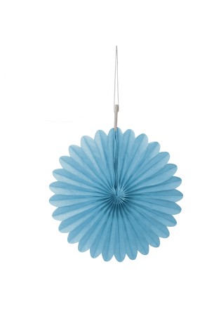 3 Abanicos de papel decorativos azul cielo (15,2 cm) - Línea Colores Básicos