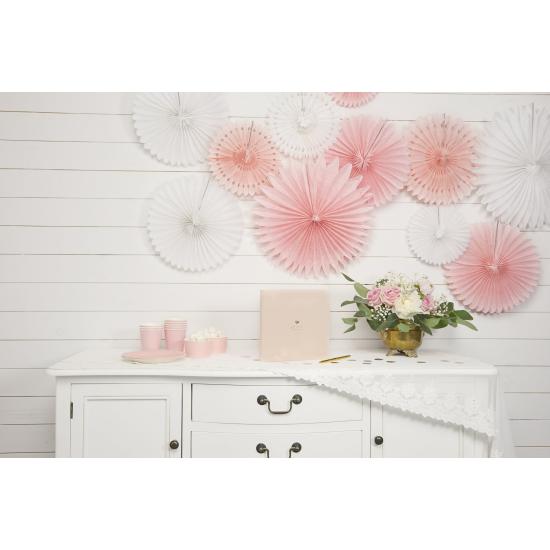 3 Abanicos de papel decorativos blancos (20-30-40 cm)