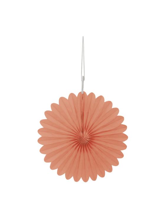 3 Abanicos de papel decorativos coral (15,2 cm) - Línea Colores Básicos