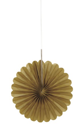 3 Abanicos de papel decorativos dorados (15,2 cm) - Línea Colores Básicos