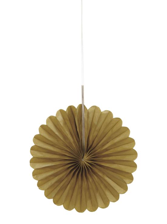 3 Abanicos de papel decorativos dorados (15,2 cm) - Línea Colores Básicos