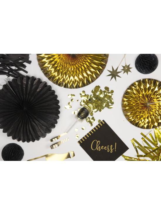 3 Abanicos de papel decorativos negros (20-30-40 cm)