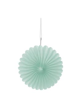 3 Abanicos de papel decorativos verde menta (15,2 cm) - Línea Colores Básicos