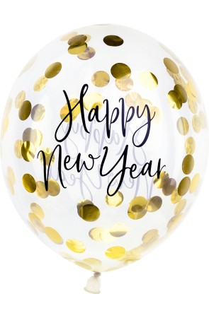 3 Globos con confeti Fin de Año Happy New Year (30 cm) - Jolly New Year