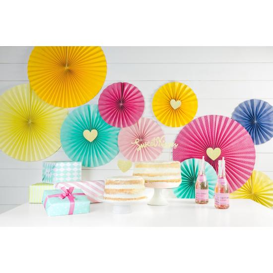 3 abanicos de papel decorativos azul turquesa