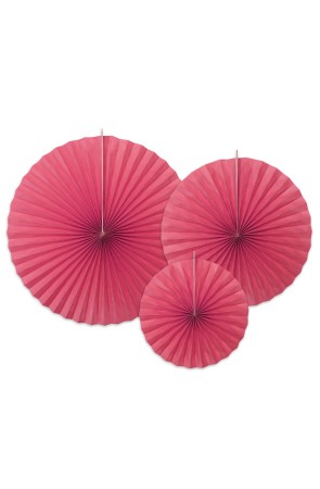 3 abanicos de papel decorativos fucsias