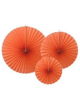 3 abanicos de papel decorativos naranja oscuro