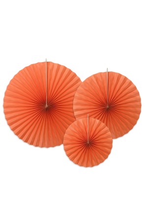 3 abanicos de papel decorativos naranja oscuro