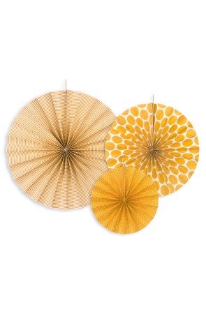 3 abanicos de papel decorativos naranjas