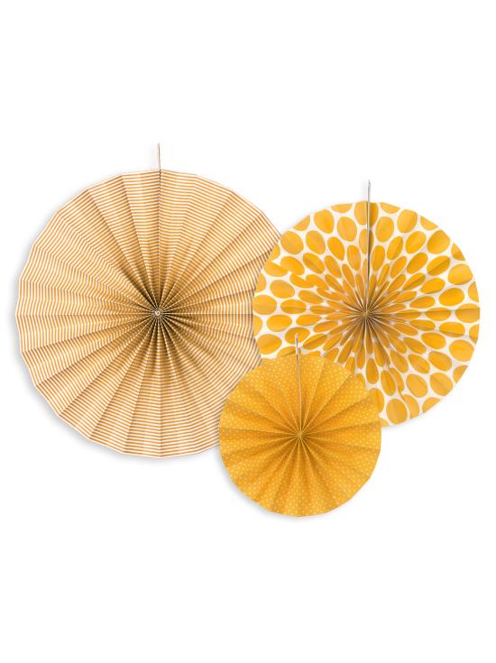 3 abanicos de papel decorativos naranjas