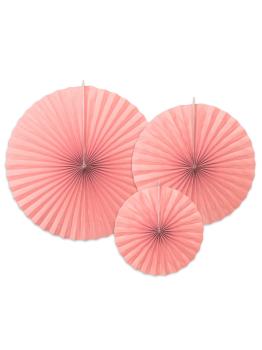 3 abanicos de papel decorativos rosas pastel