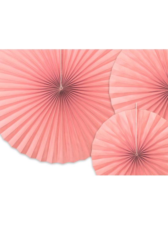 3 abanicos de papel decorativos rosas pastel