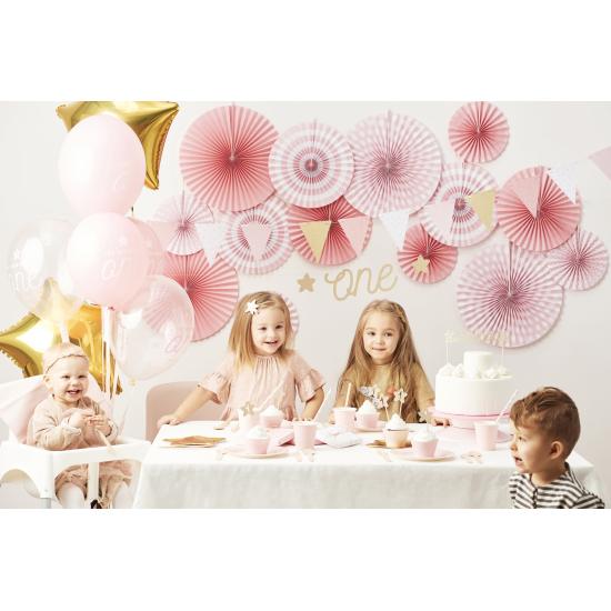 3 abanicos de papel decorativos rosas pastel