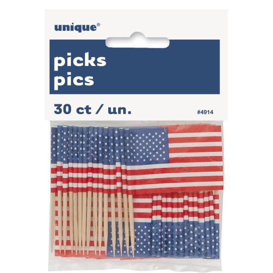 30 toppers decorativos Bandera de USA - American Party