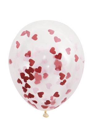 5 globos de látex con confetti en forma de corazón (40 cm)
