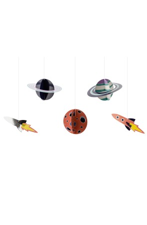 5 guirnaldas colgantes con figuras del espacio - Space Party