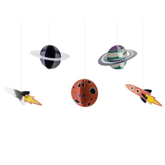 5 guirnaldas colgantes con figuras del espacio - Space Party 5 guirnaldas colgantes con figuras del espacio - Space Party