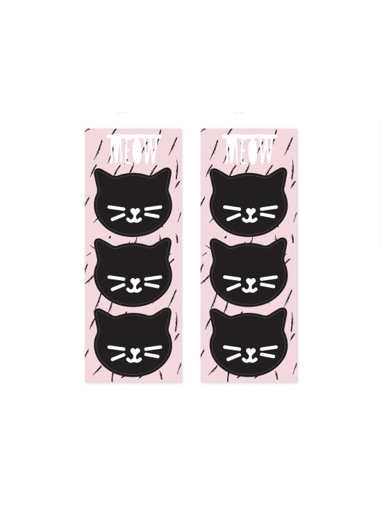 6 bolsas rosas de papel con pegatinas de gatos - Meow Party