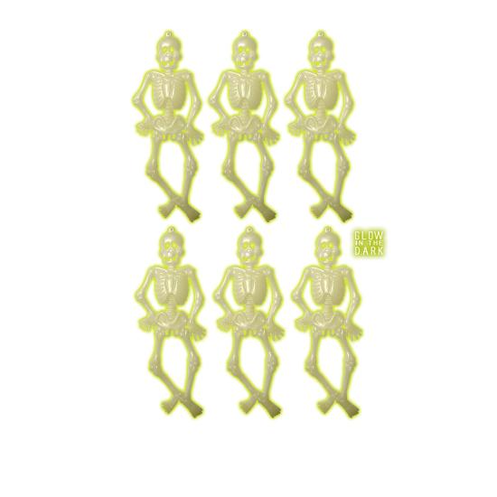 6 esqueletos fluorescentes Halloween