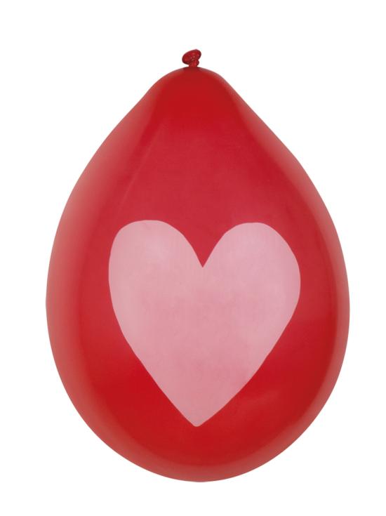 6 globos amor con corazones dorados (25 cm)