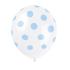 6 globos blancos con topos azules (30 cm)