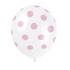6 globos blancos con topos rosas (30 cm)