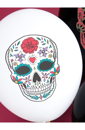 6 globos de Catrina blancos - Día de los muertos
