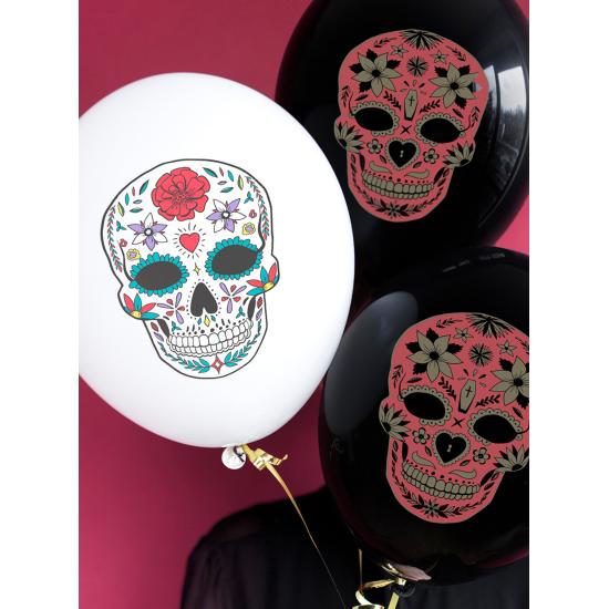 6 globos de Catrina blancos - Día de los muertos