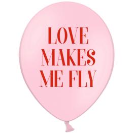 6 globos de látex "Love makes me fly" ( 30 cm) - Valentine Collection