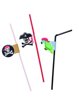 6 Pajitas con Adornos Piratas