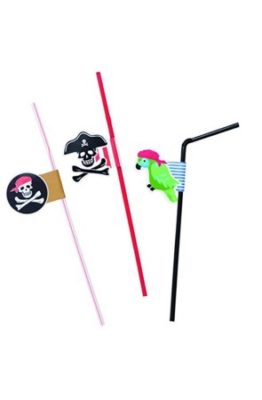 6 Pajitas con Adornos Piratas