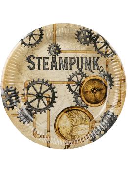 6 platos Steampunk marrón (23 cm) - Steampunk Collection