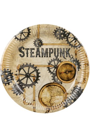 6 platos Steampunk marrón (23 cm) - Steampunk Collection