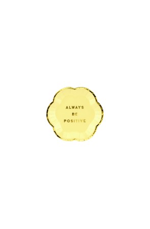 6 platos amarillo pastel con borde dorado "Always be positive" de papel (13 cm) - Yummy