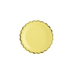 6 platos amarillo pastel de papel (18 cm) - Yummy