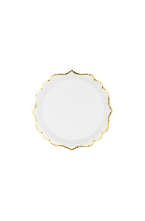 6 platos blancos con bordes dorados de papel (18,5 cm) - Wedding in rose colour