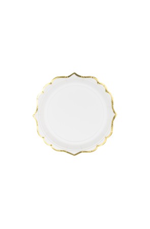 6 platos blancos con bordes dorados de papel (18,5 cm) - Wedding in rose colour