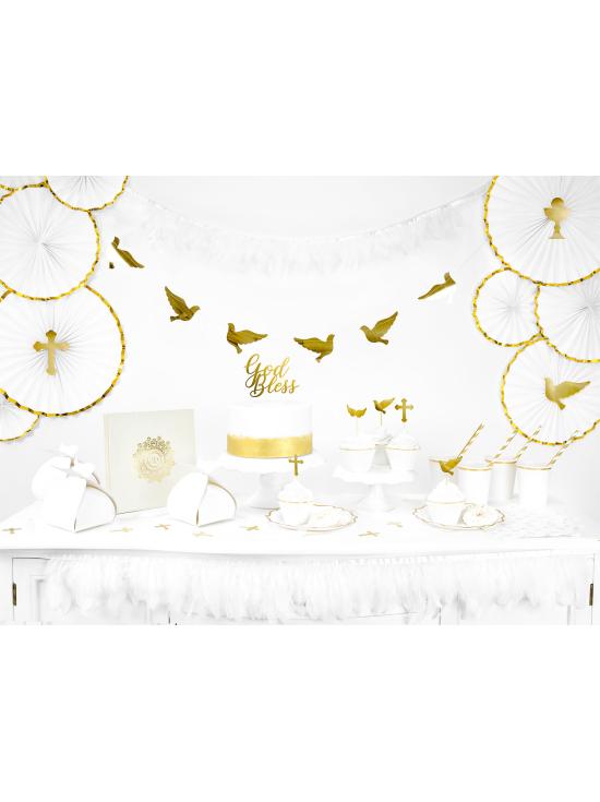 6 platos blancos con bordes dorados de papel (18,5 cm) - Wedding in rose colour