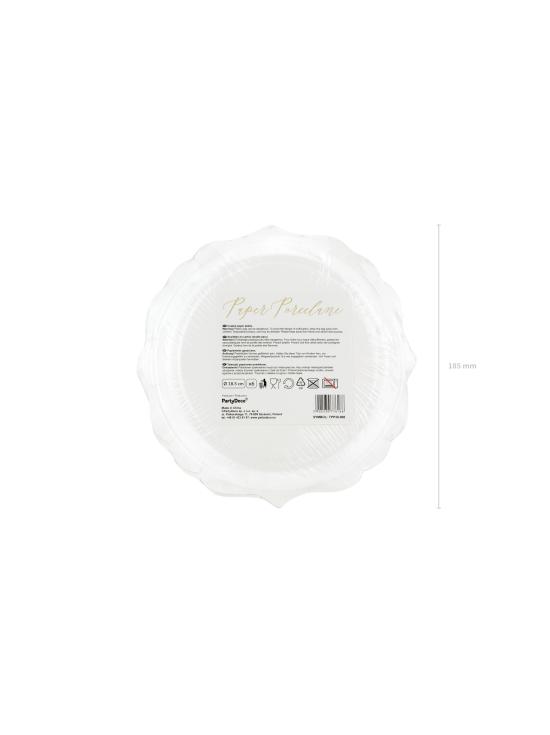 6 platos blancos con bordes dorados de papel (18,5 cm) - Wedding in rose colour