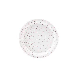 6 platos blancos con lunares en oro rosas de papel (18 cm) - Polka Dots Collection