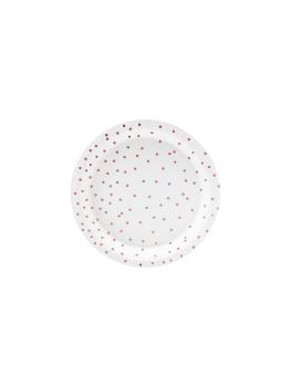 6 platos blancos con lunares en oro rosas de papel (18 cm) - Polka Dots Collection