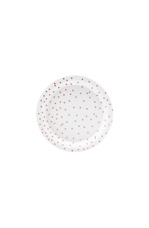 6 platos blancos con lunares en oro rosas de papel (18 cm) - Polka Dots Collection
