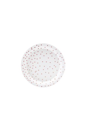 6 platos blancos con lunares en oro rosas de papel (18 cm) - Polka Dots Collection