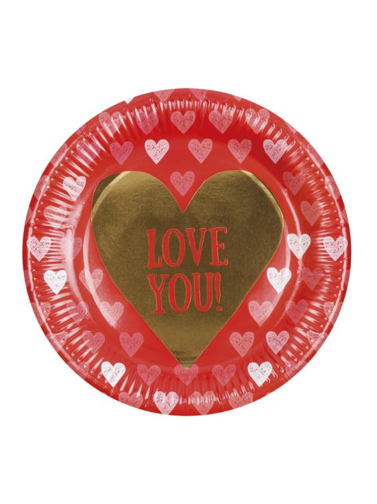 6 platos con corazones - Love You (23 cm)